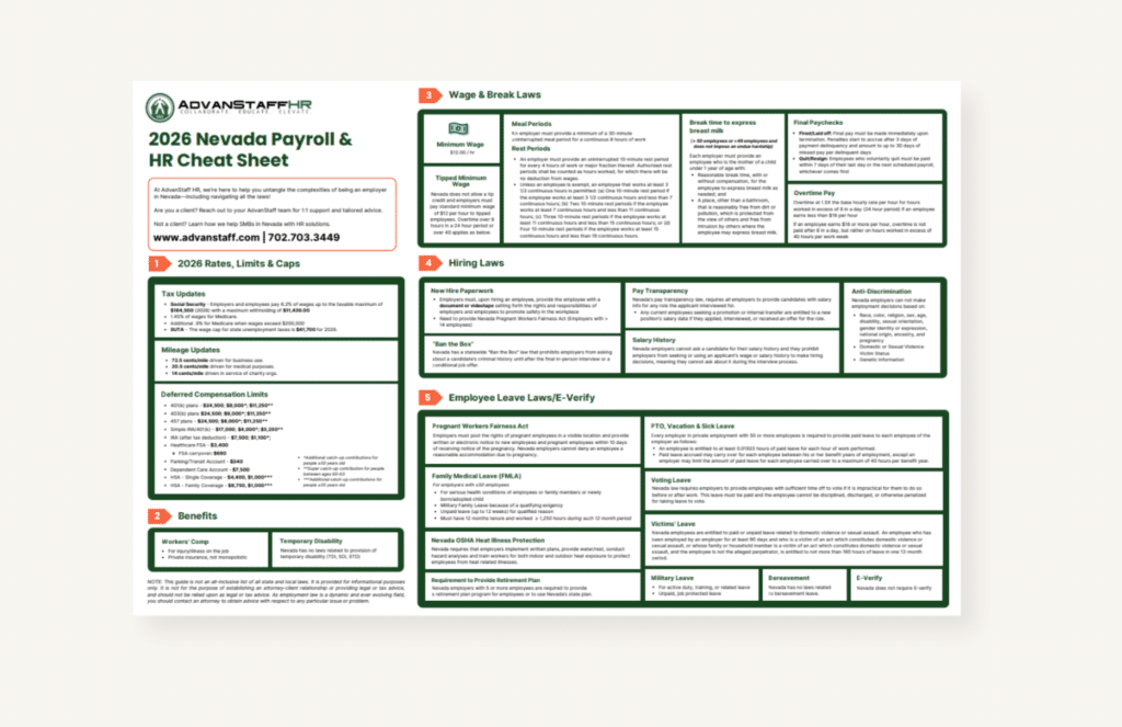 2026 Nevada labor law cheat sheet